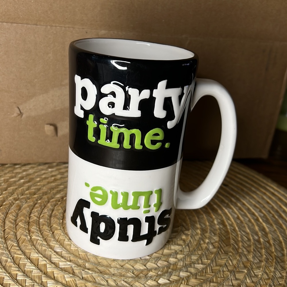 College 2 Mugs In 1- Study Time/ Party Time Ceramic Mug